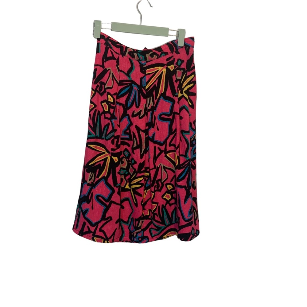 RLM Vintage 1980's Pleated Abstract Pop Art Midi Skirt